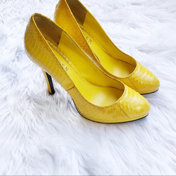 yellow croc heels